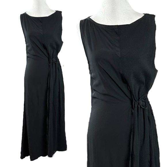 Diesel Subversive Black Maxi Dress Medium Cinch Waist Grunge Goth Mesh Y2K - Picture 1 of 12